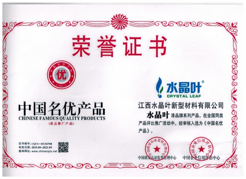Certificate of Honor for Chinese Famous Products